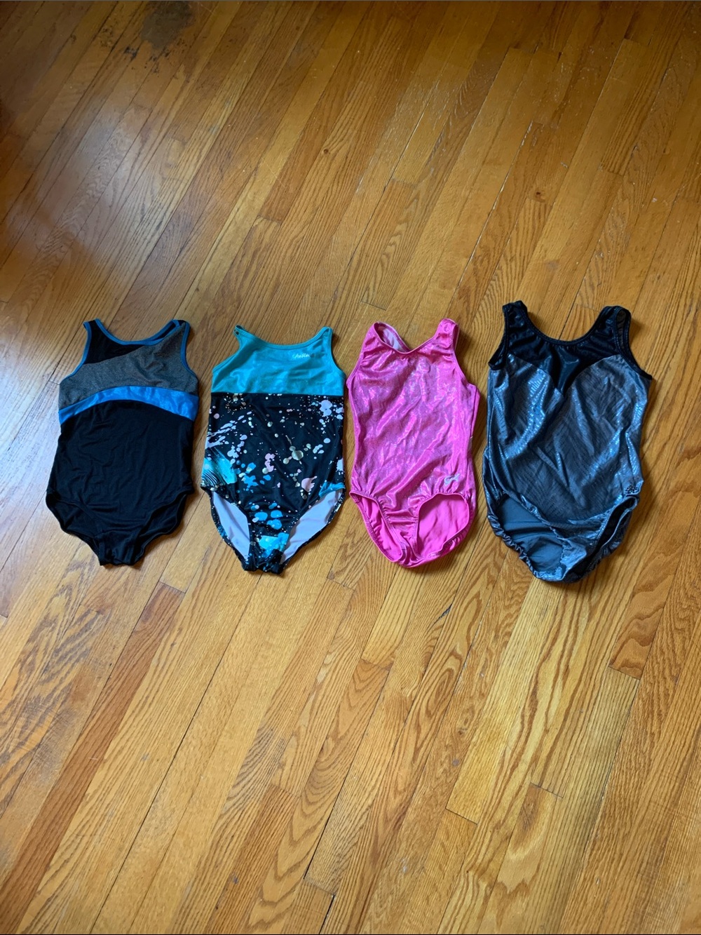 Girls' Lot of 4 Dance Leotard Hot Pink/Black/Blue/Grey Size 10 & Med